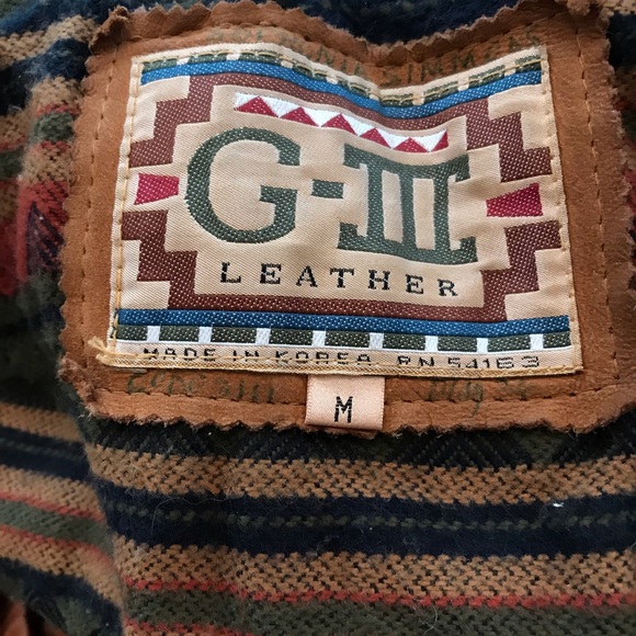 Vintage G-III Leather Tan Fringe Jacket Medium - Picture 4 of 9